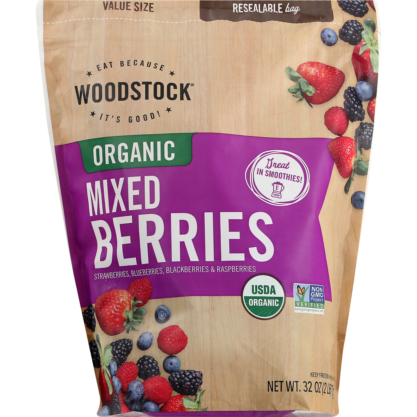 Woodstock Organic Frozen Fruit, Mixed Berries