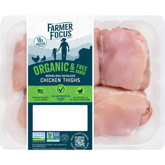 Farmer Focus Organic Boneless Skinless Chicken Thighs (Est. Weight: 1.20lb)